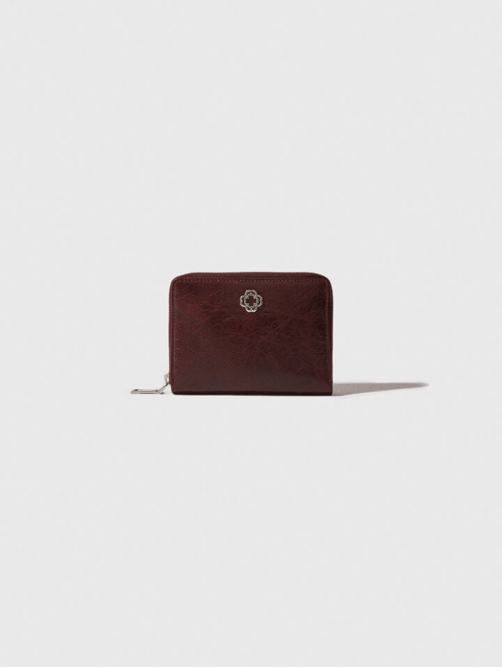Portefeuille en cuir craquelé