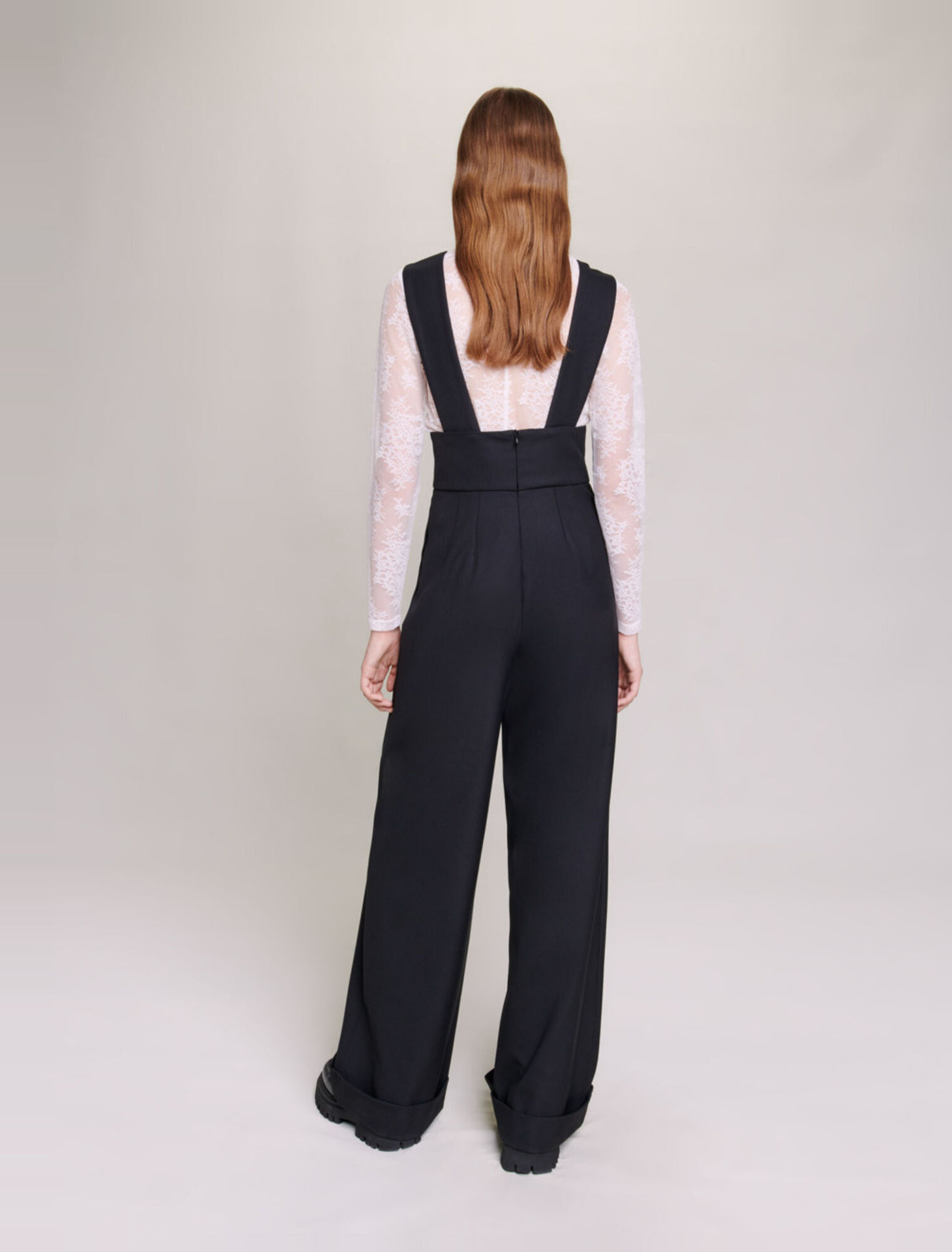 Pantalon large à bretelles