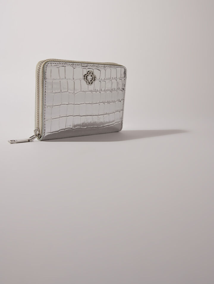 Portefeuille en cuir embossé croco
