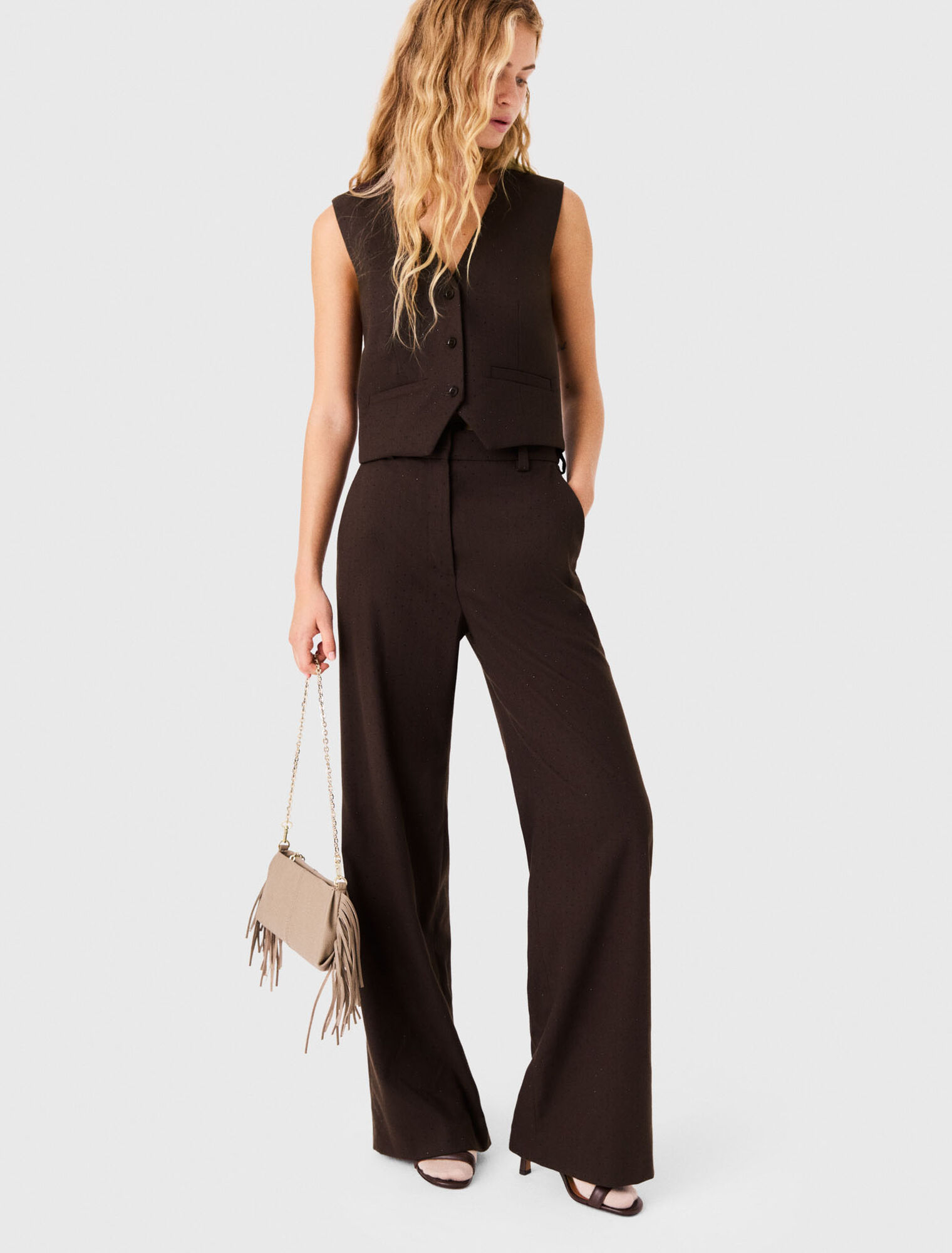 Pantalon de tailleur strass&eacute;