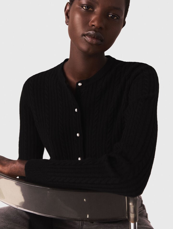 Cardigan with removable beaded collar