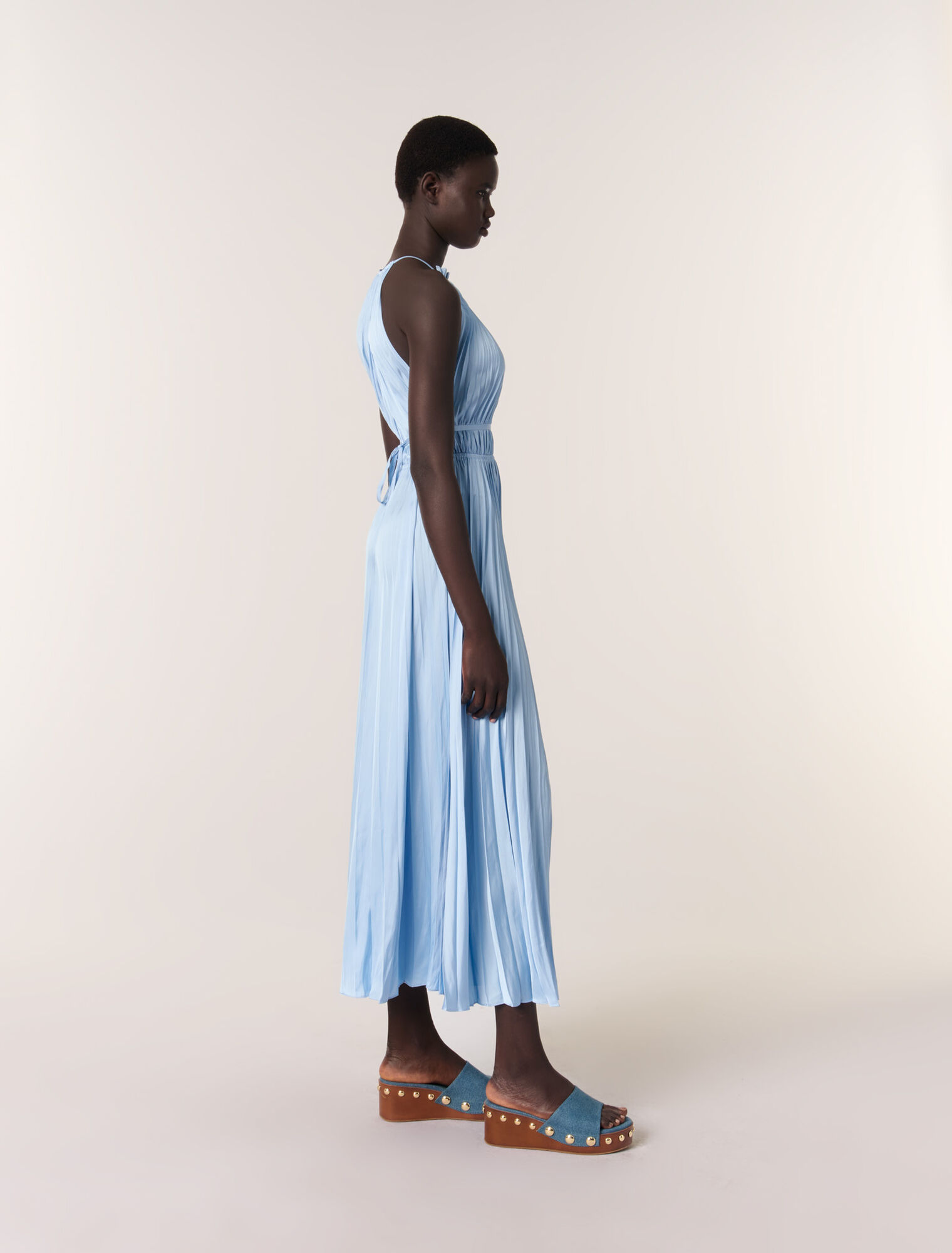 Robe longue plissée