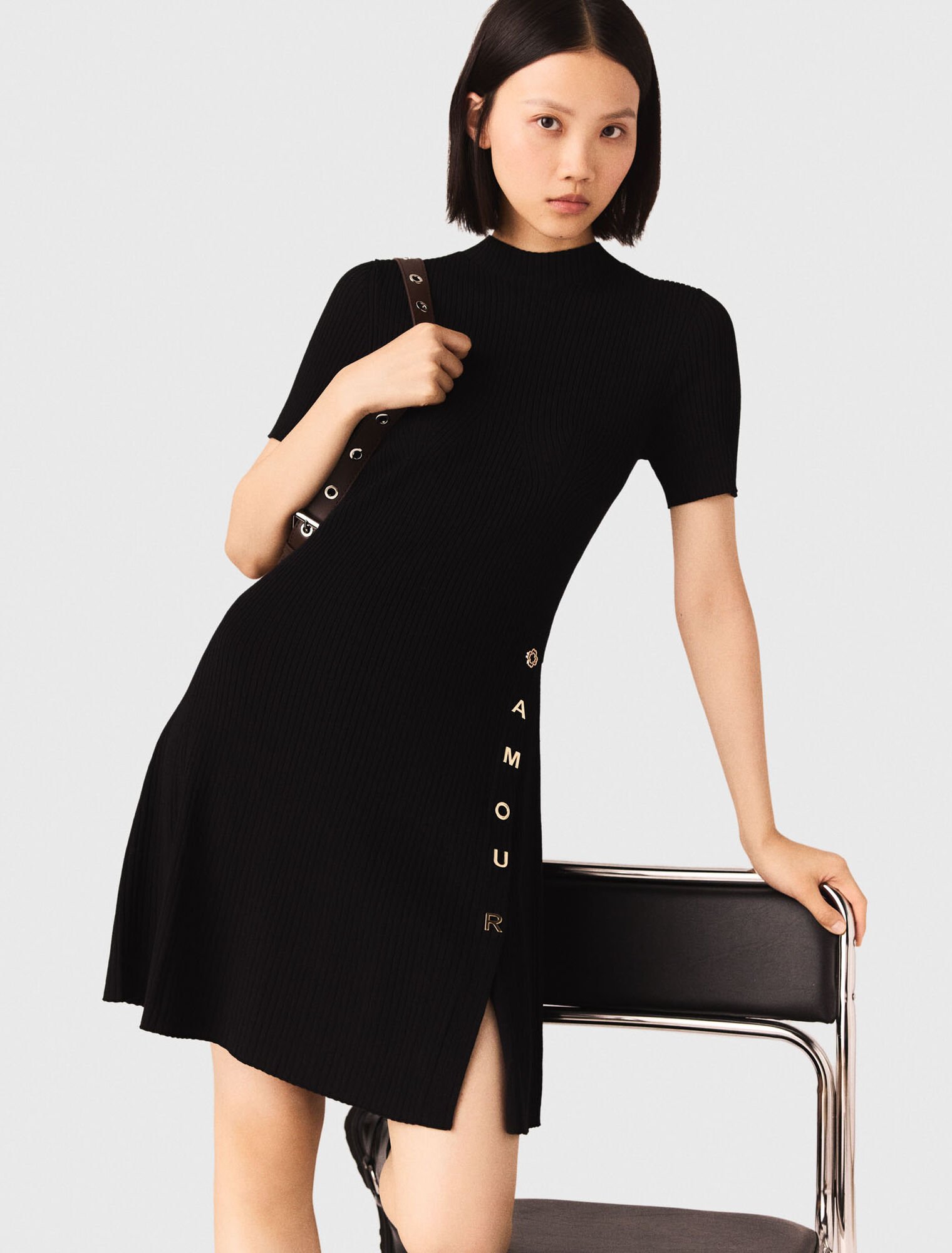 Short knit button dress