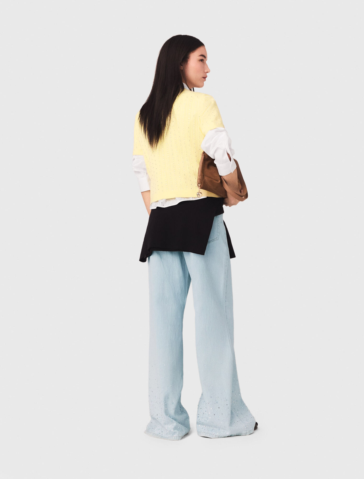 Cardigan &agrave; col rond strass&eacute;