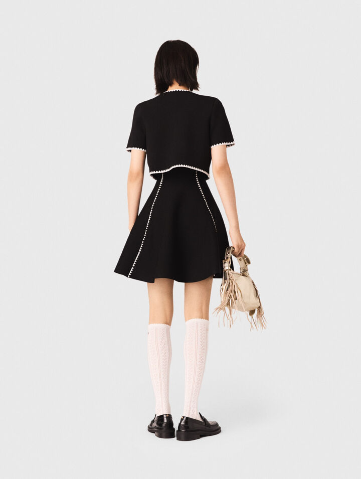 Cardigan court avec surpiqûres