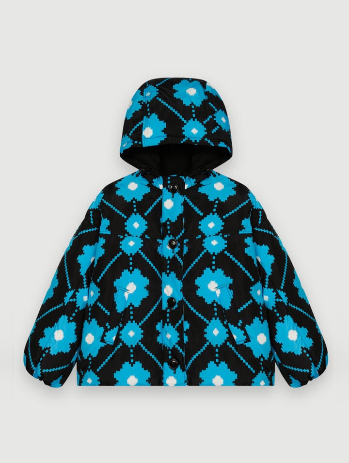 Flower print down jacket