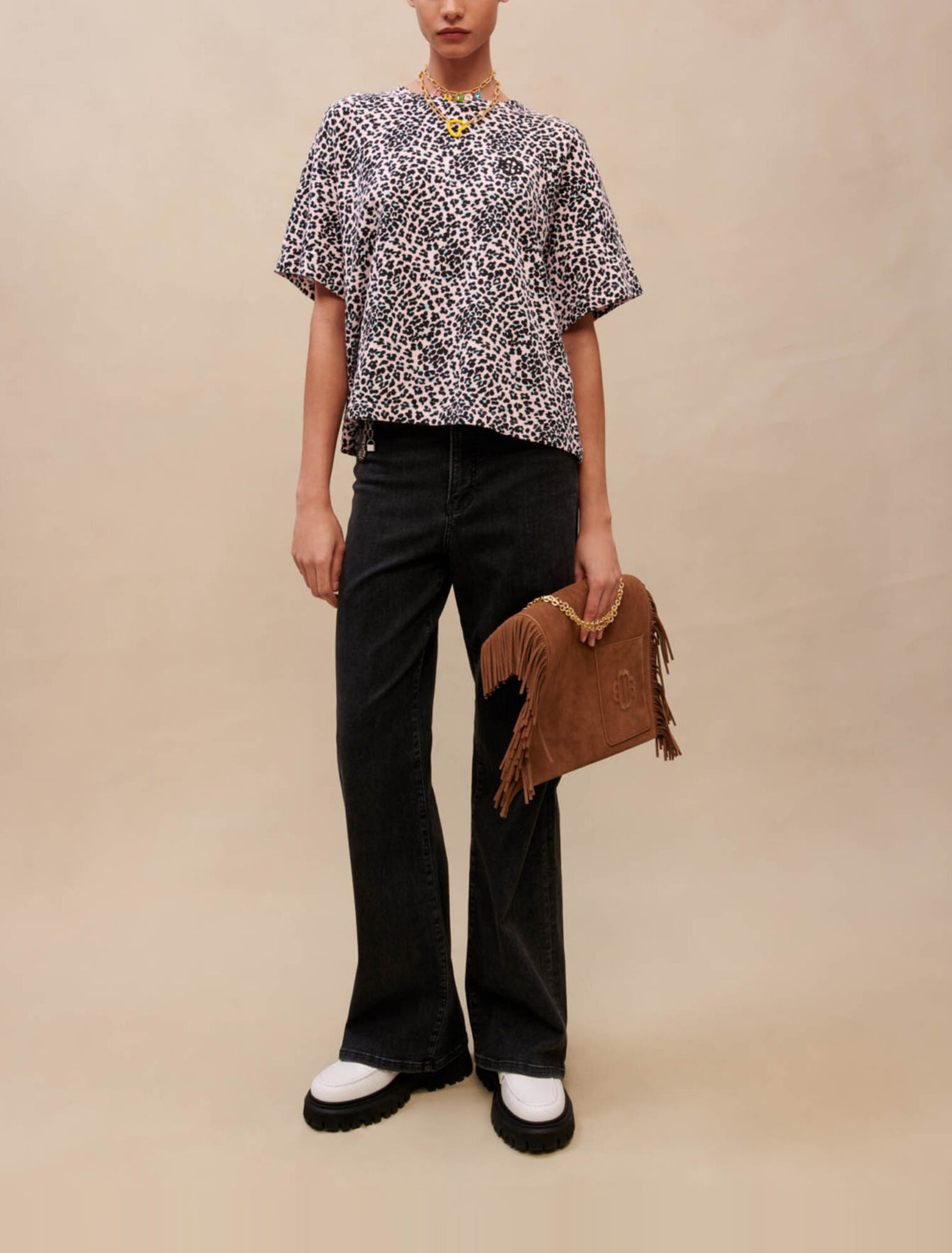 Leopard print cotton T-shirt