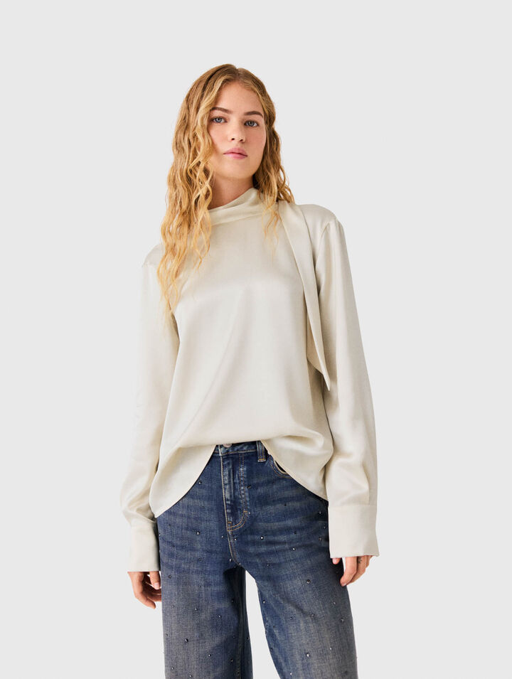 Satin blouse with draped back