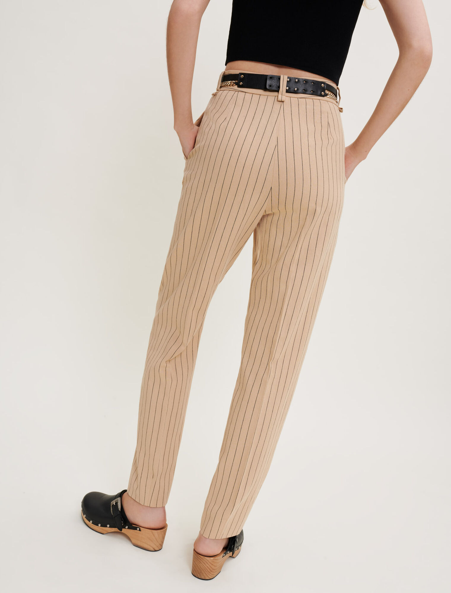 Fitted striped trousers