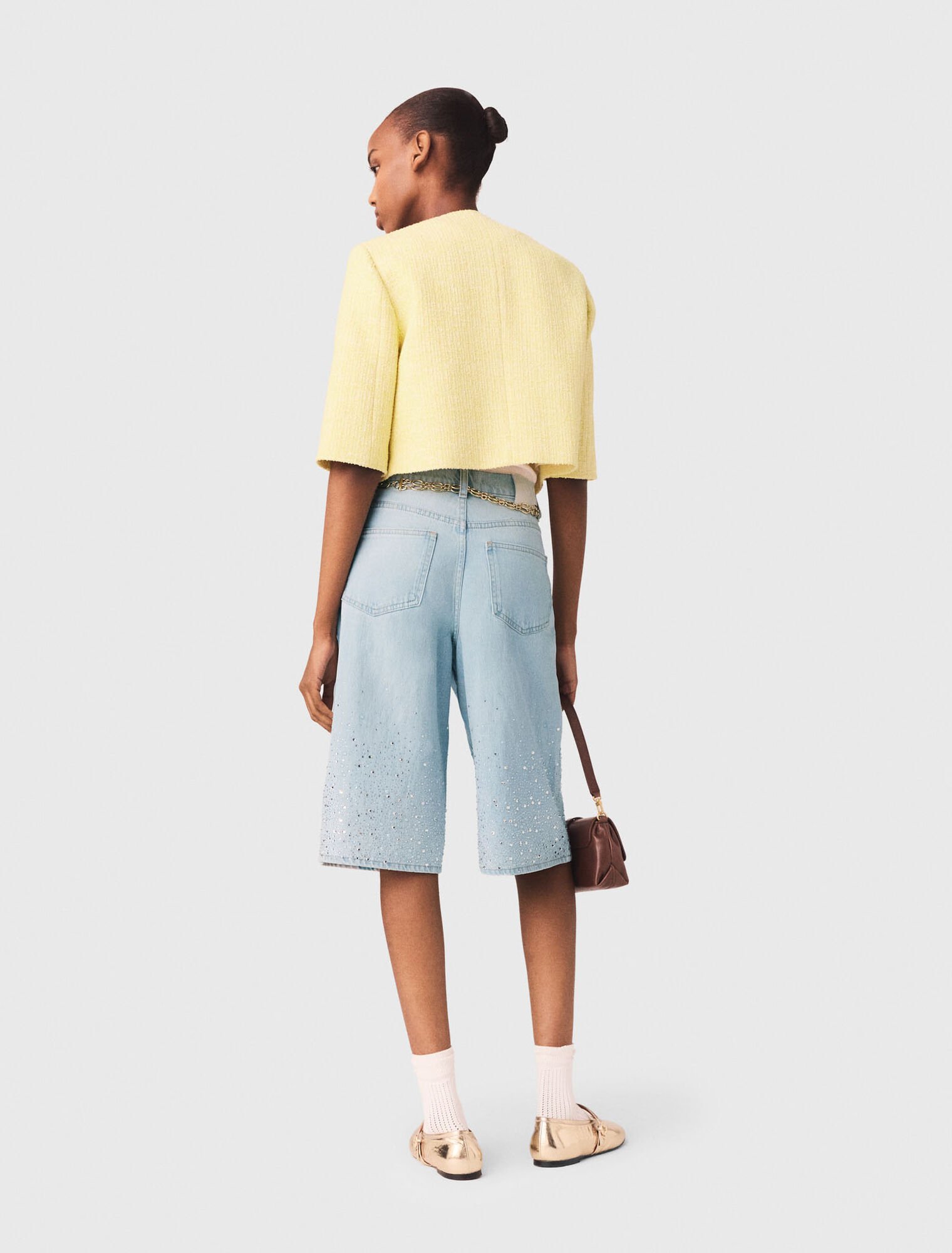 Short-sleeved tweed jacket