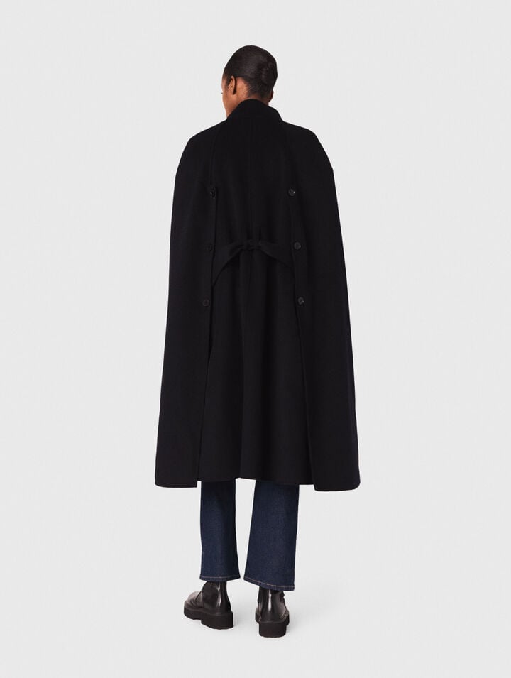 Manteau long double face avec cape