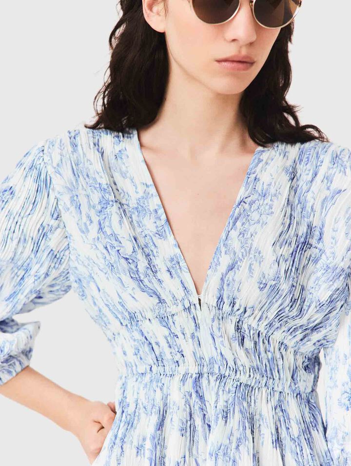 Patterned pleated dress