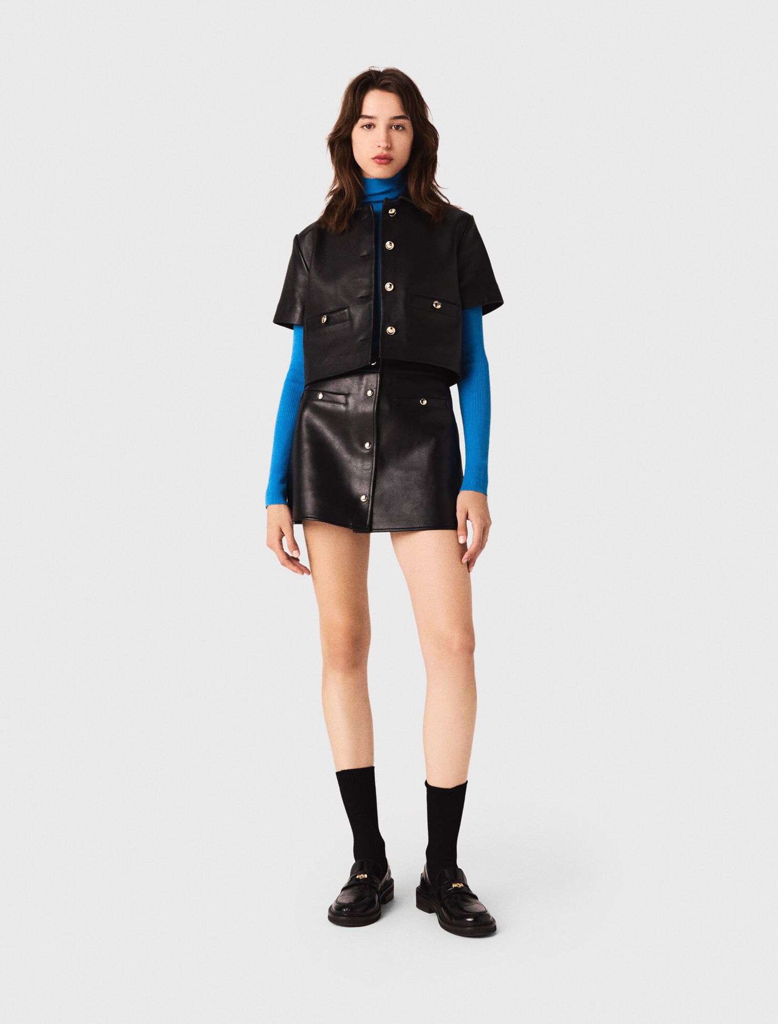 Cropped leather jacket