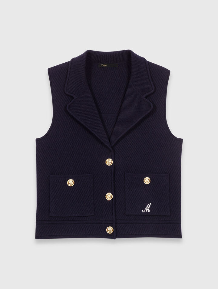 Gilet en maille &agrave; col polo