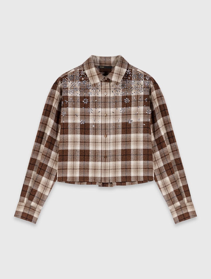Chemise à carreaux strassée
