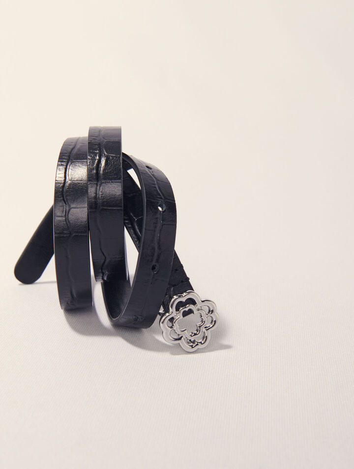Ceinture fine Clover embossé croco