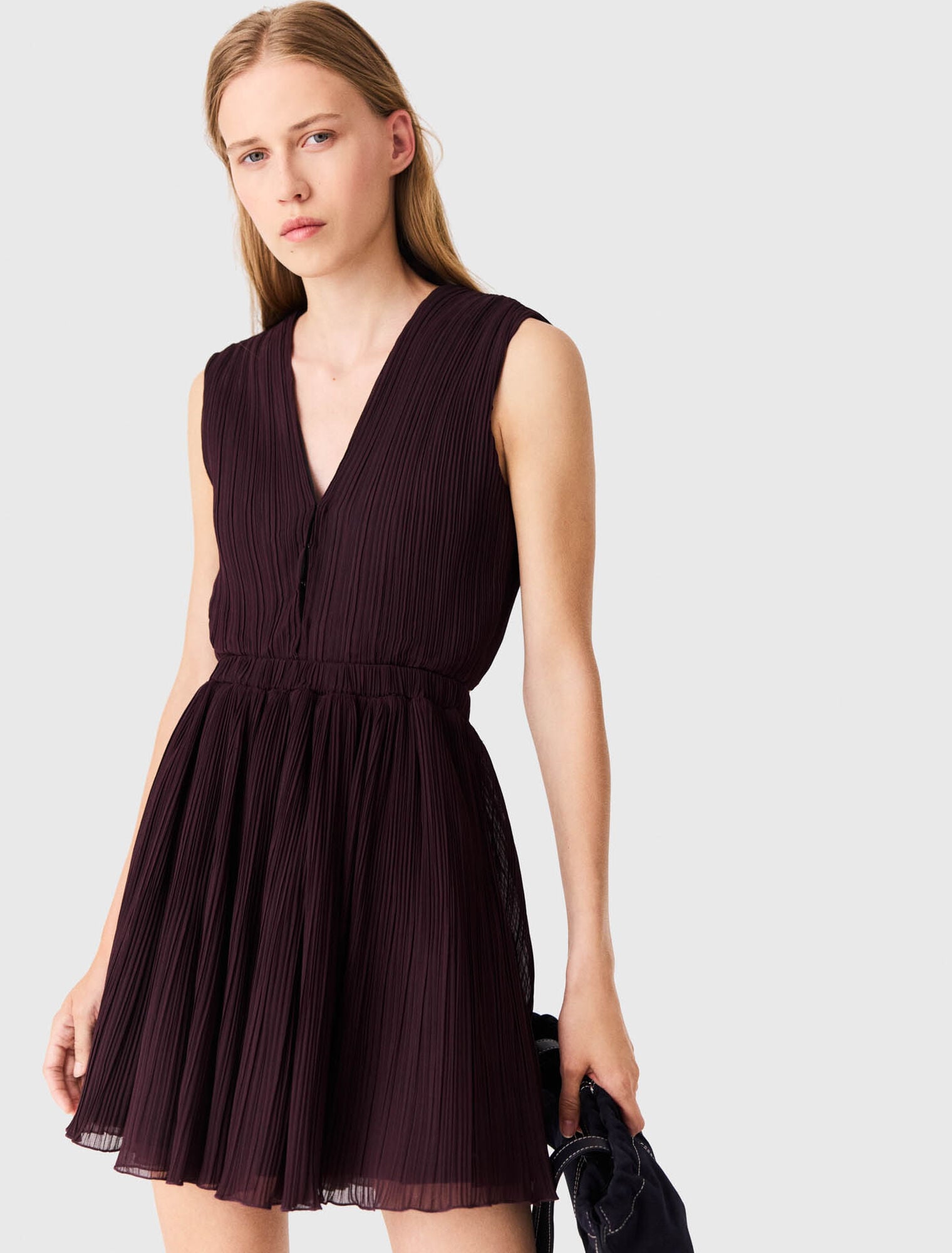 Robe patineuse courte pliss&eacute;e