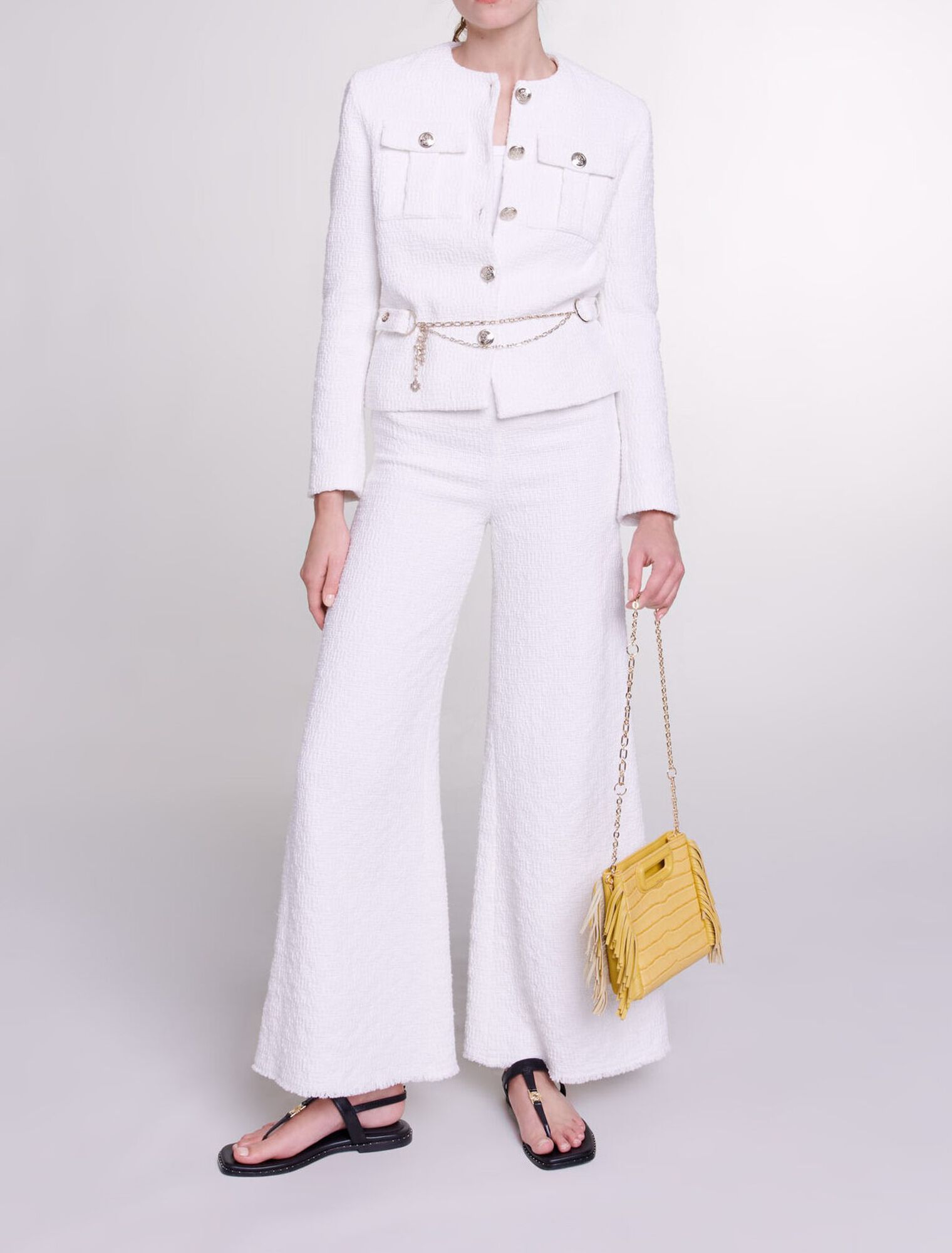 Pantalon large en tweed