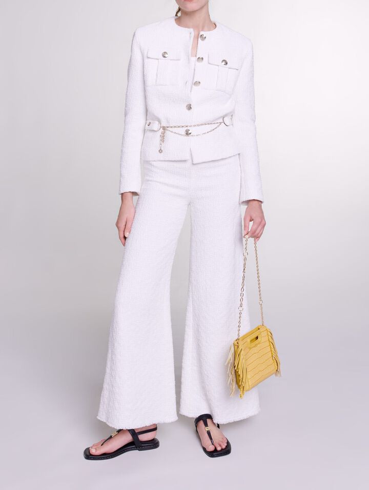 Wide-leg tweed trousers