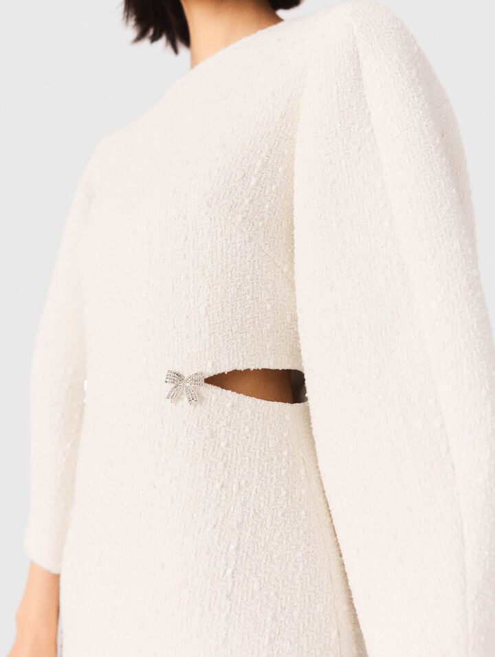 Robe courte en tweed manches ballon