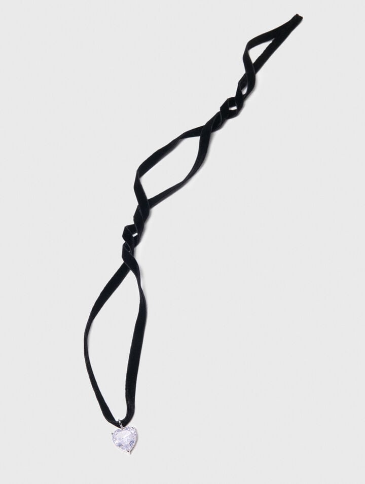 Collier coeur avec cordon velours