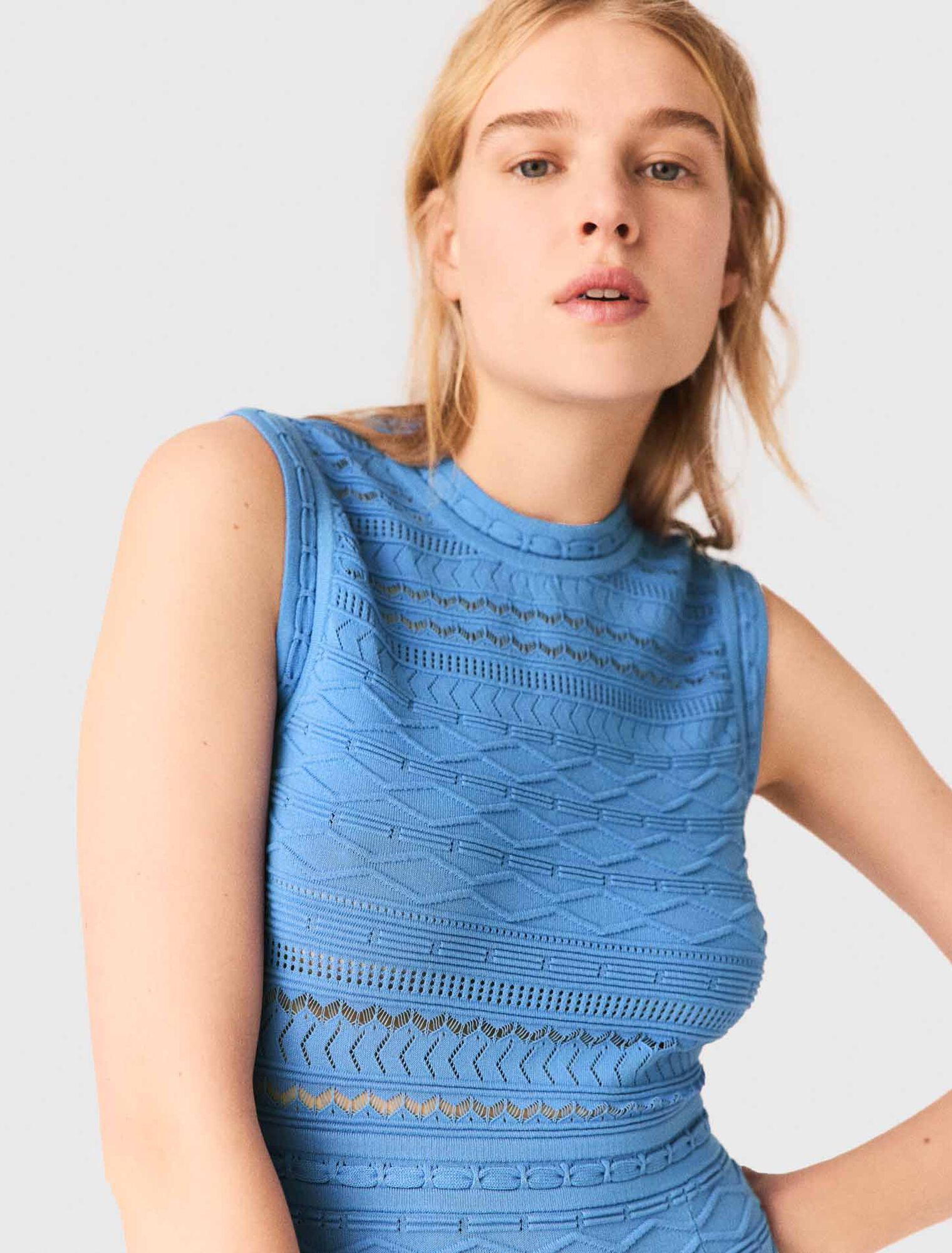 Robe longue en maille pointelle