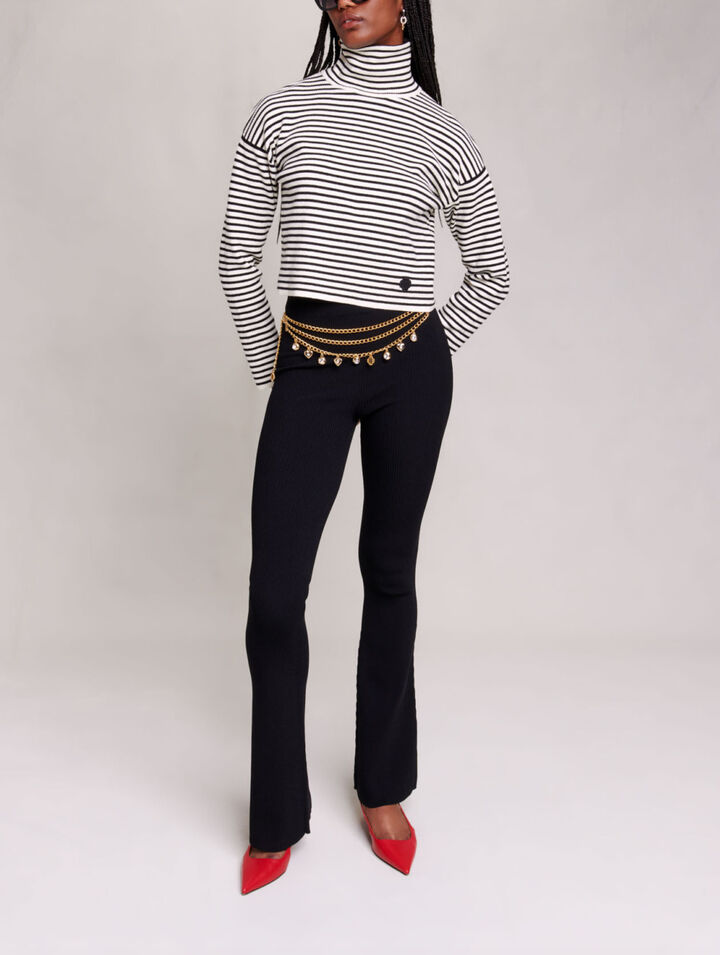 Trousers in ribbed knit