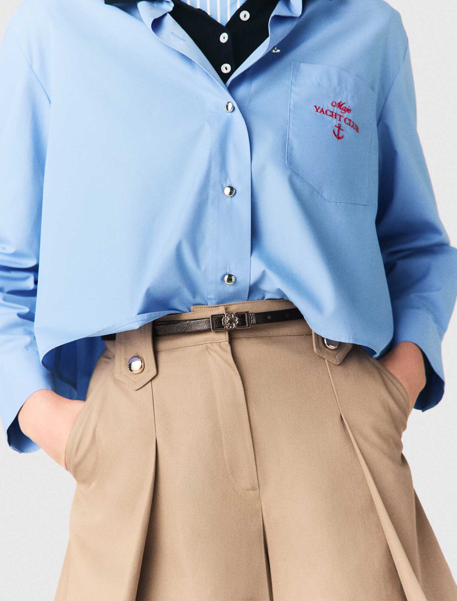 Short &agrave; plis en coton