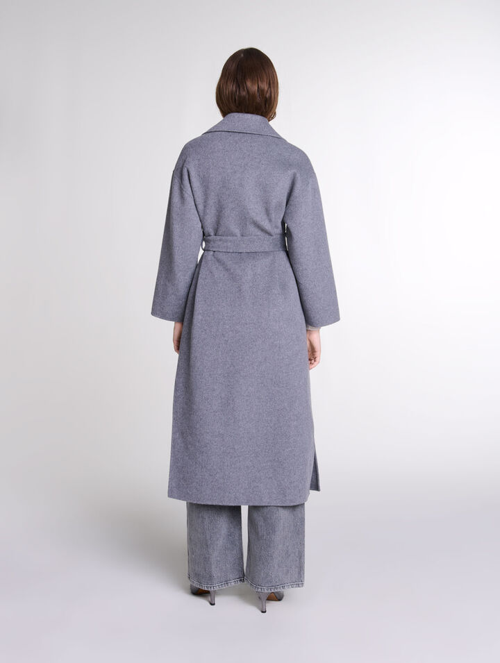 Manteau long double face ceinturé