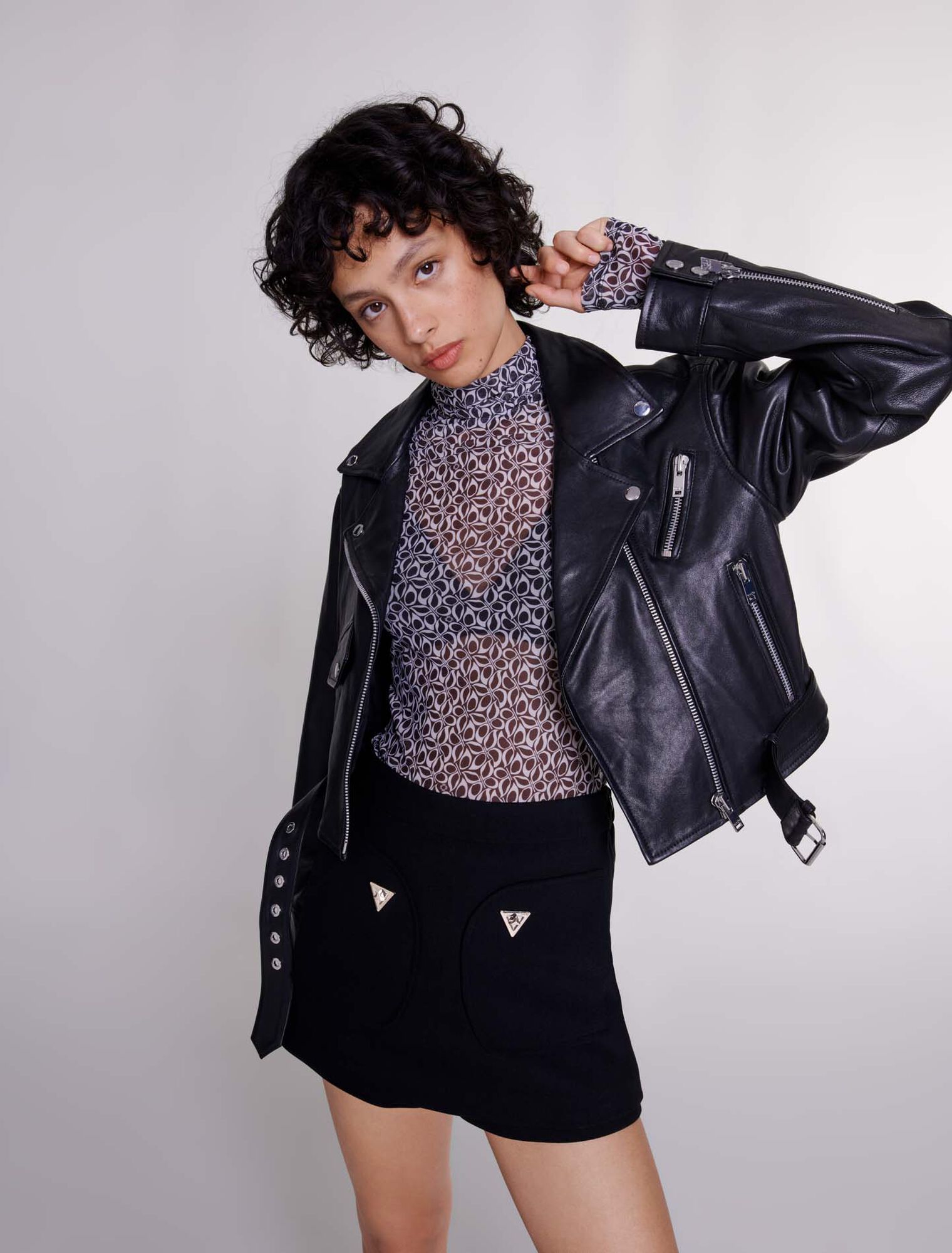 Veste courte en cuir