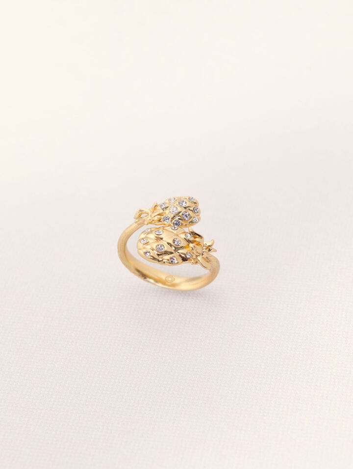 Bague double ananas à strass