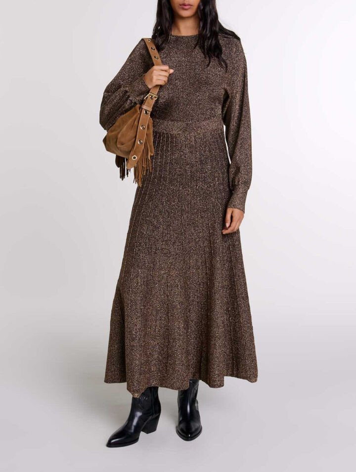 Shiny knit maxi dress