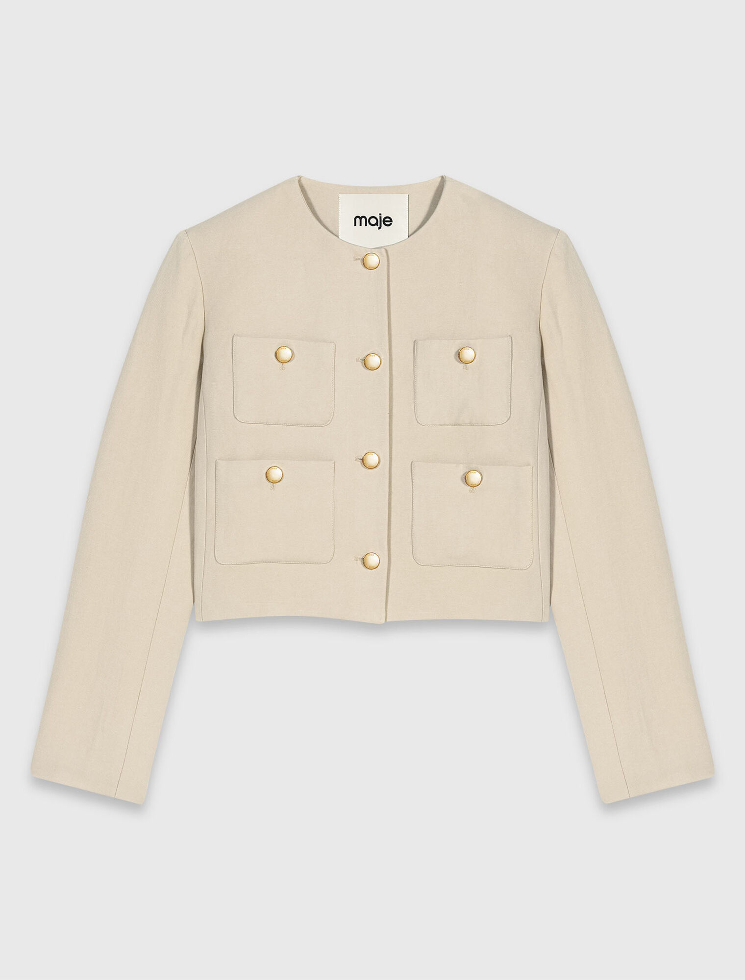 Short linen blend jacket