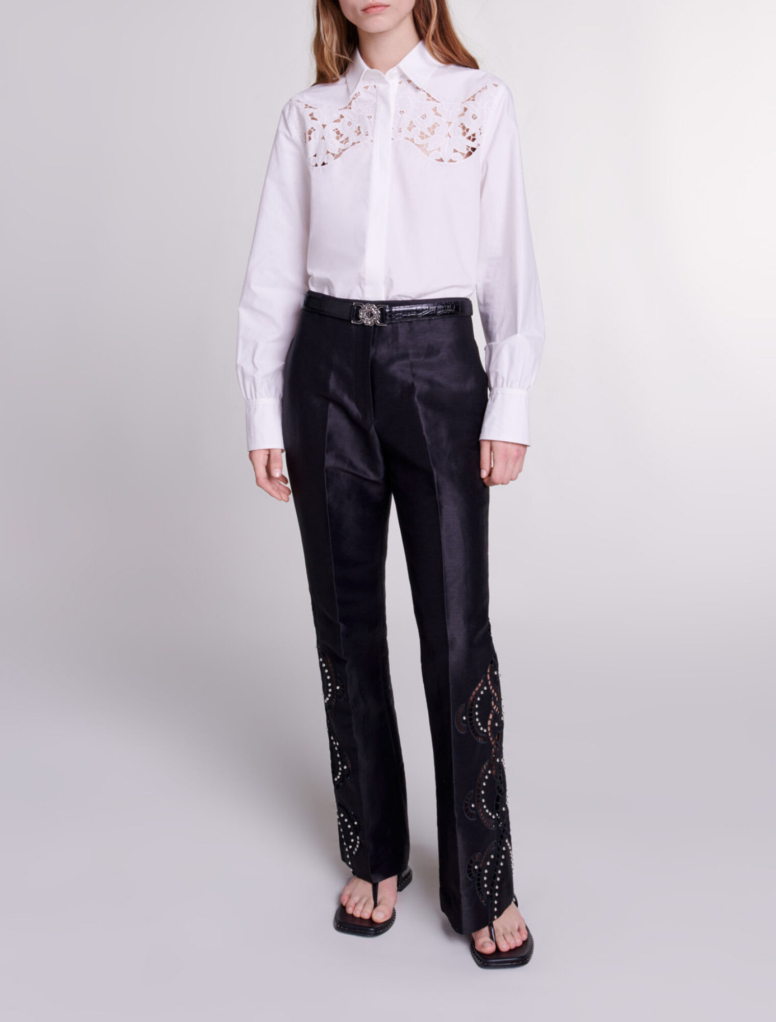 Pantalon évasé ajouré