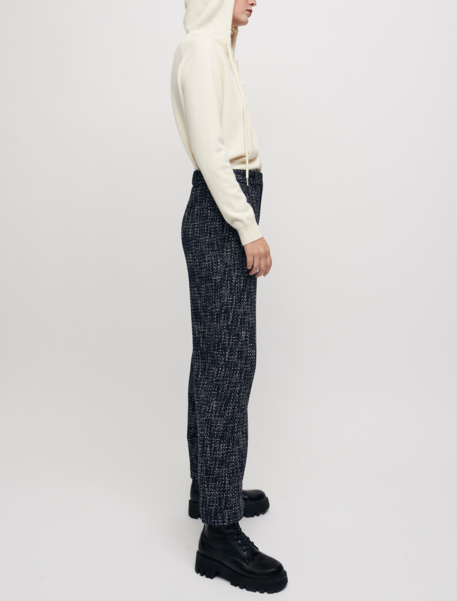 Wide-leg tweed-style trousers