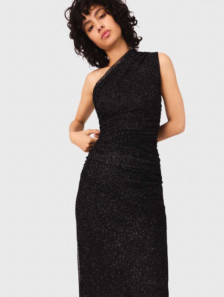 Robe asymétrique en maille strassée