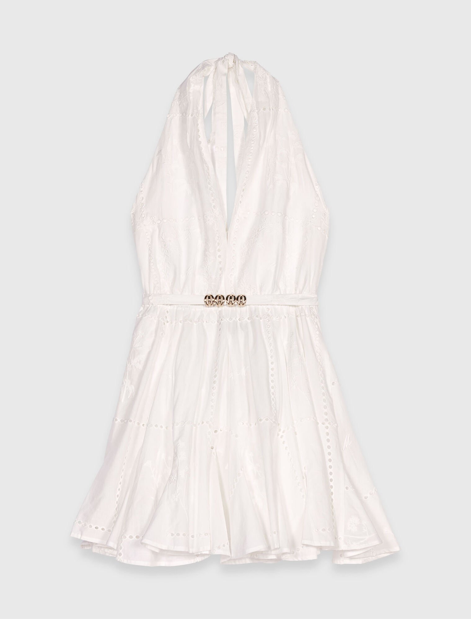Robe courte brodée dos nu 