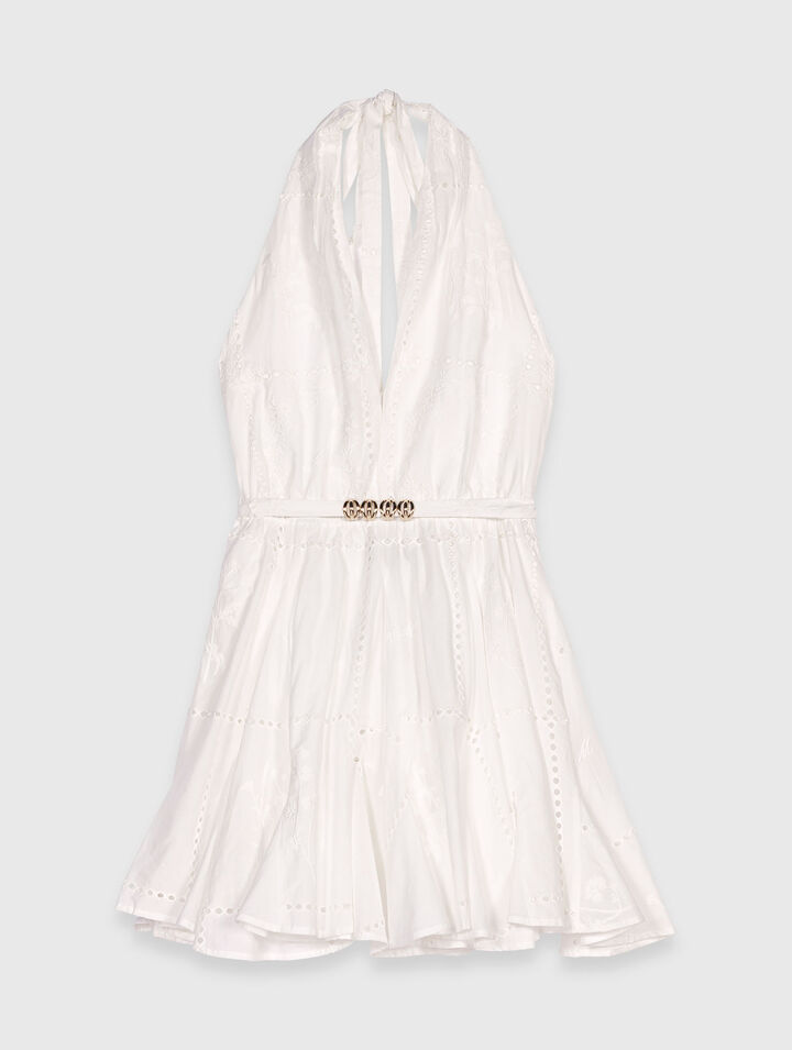Robe courte brodée dos nu 