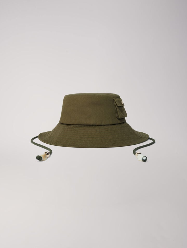 Beaded drawstring bucket hat