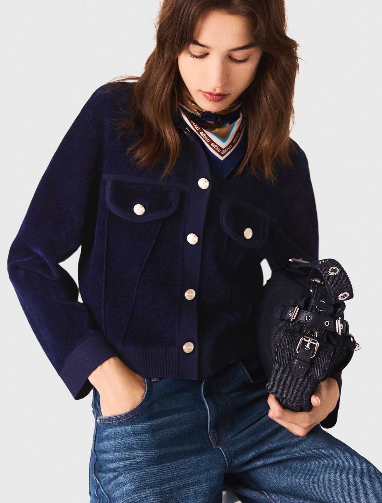Cropped velvet jacket