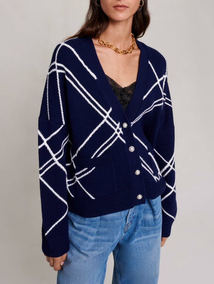 Striped knit cardigan