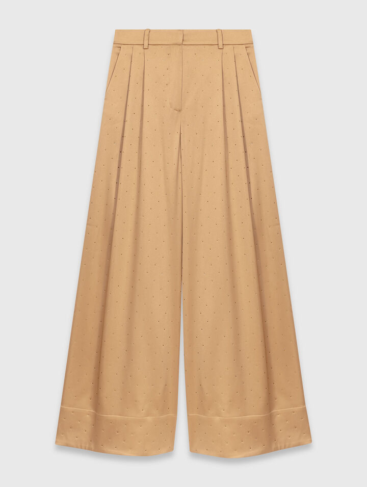 Rhinestone satin trousers
