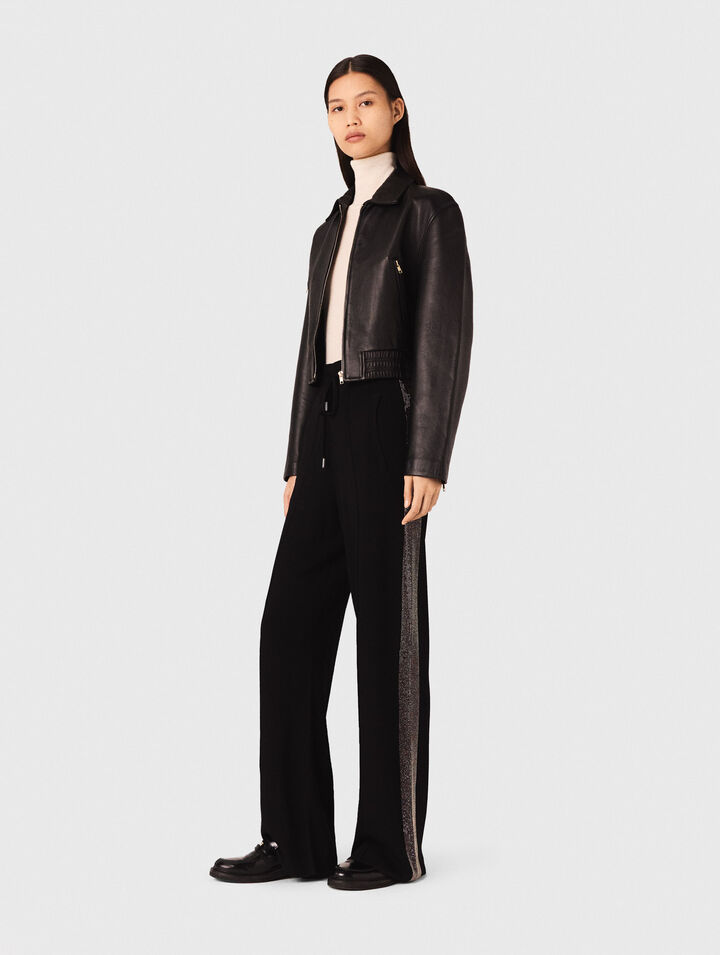 Pantalon avec bande strassée
