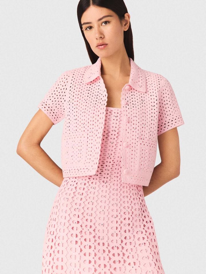 Rhinestone crochet cardigan