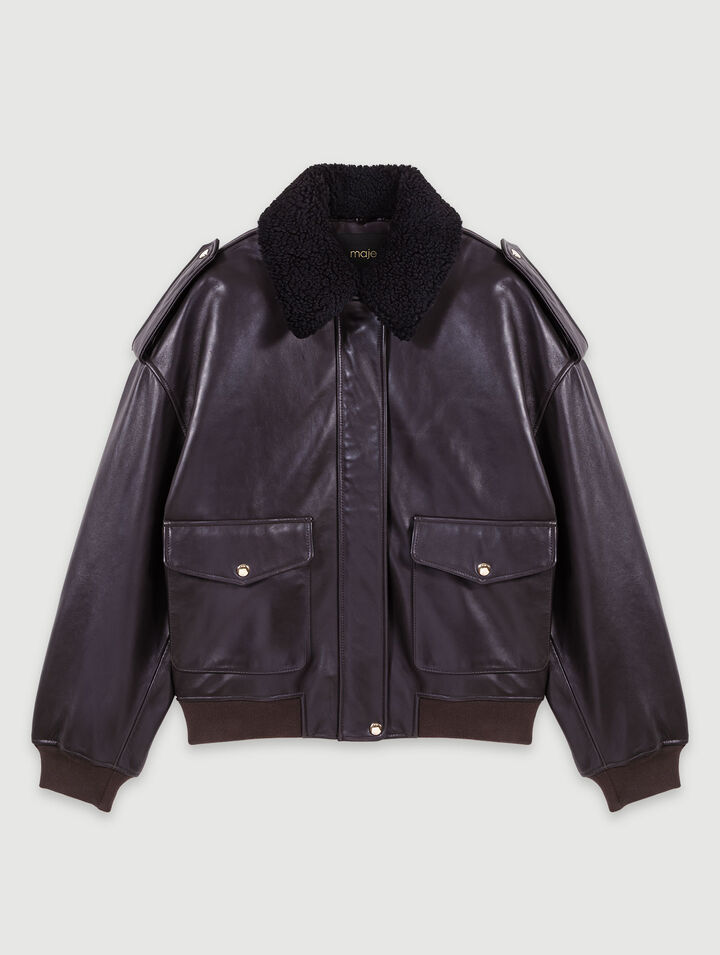 Blouson oversize en cuir