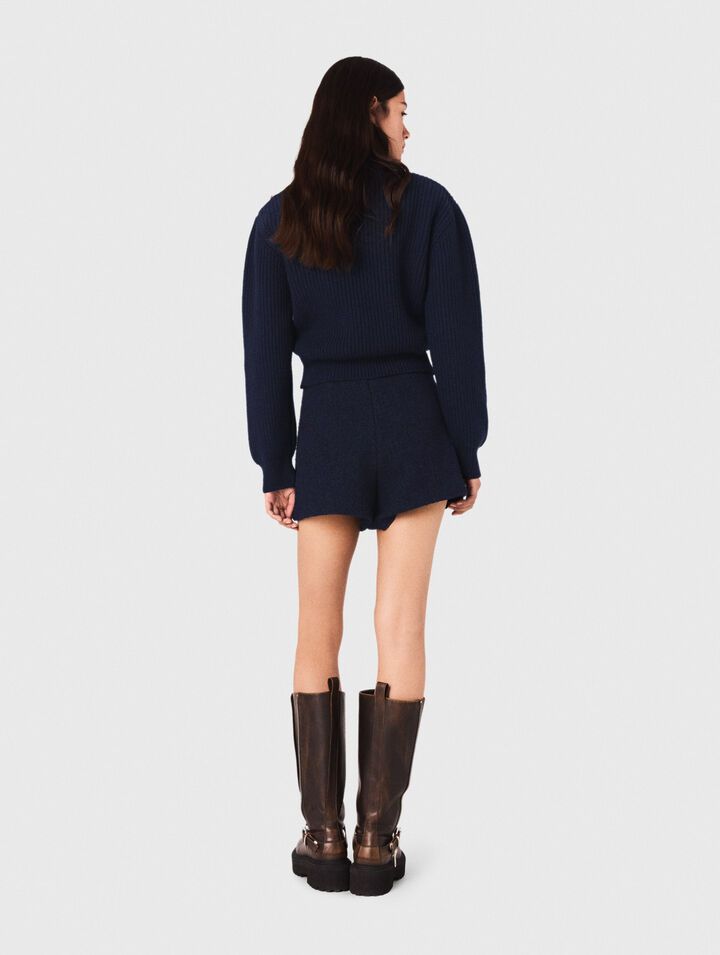 Short en tweed et bande contrastée