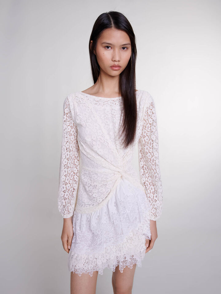 Robe drapée en dentelle