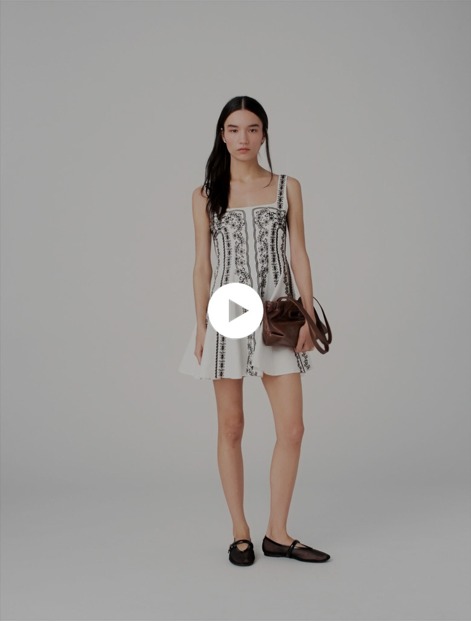 Short embroidered strap dress