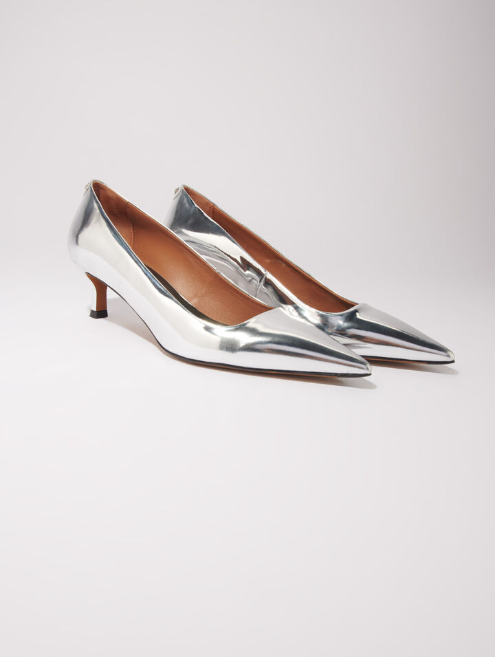 Escarpins pointus en cuir miroir