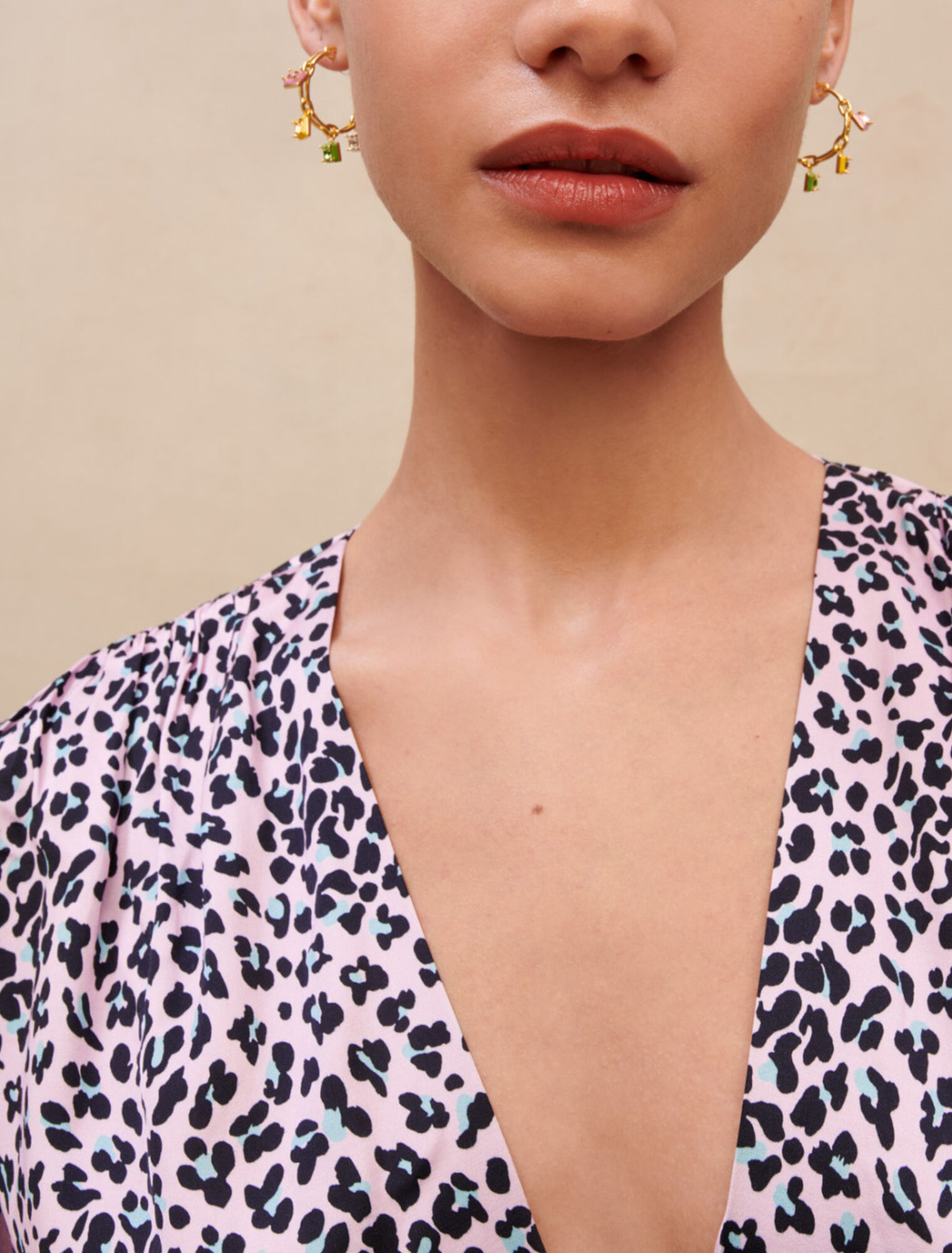 Leopard print draped dress